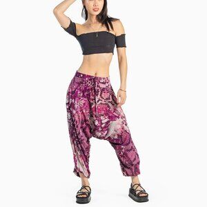 Buddha Pants Size XXL Savannah Flair Harem Pants Purple Reef Print